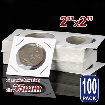 100x 35mm Cardboard Coin Holders Case Sampler Coin Collection Sleeves Gift White • £9.59