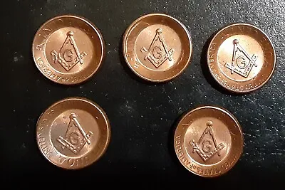 Five Us Pennies Stamped With Masonic Symbols • $4.99