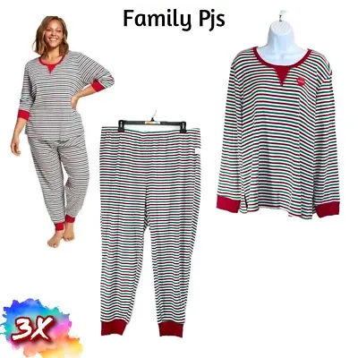 NWT Family Pajamas Matching 3X Thermal Waffle Holiday Stripe Set 100156128WN $50 • $10.39