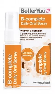 BetterYou B-Complete Daily Oral Spray | Natural Peach Plum & Raspberry | 25ml • £12.64