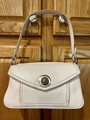 Via Spiga Purse Handbag Soft White Italian Leather Brushed Silver • $34.99