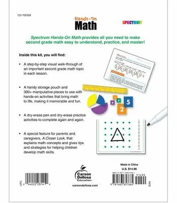 $6.70 • Buy Spectrum - Hands-On Math, Grade 2, Dry-Erase Practice For Addition,  - VERY GOOD