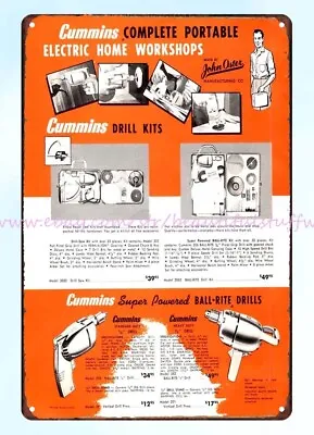 1950's Cummins Saws Jigsaw Woodwork Metalwork Metal Tin Sign Tin Garage Signs • $18.78