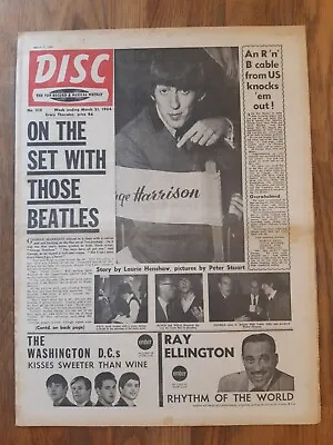 Disc Newspaper March 21st 1964 On The Set With Those Beatles Cover  • $35.36