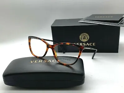 Versace Mod. 3248 5074 Tortoise 54-16-140mm Cats Eye Women's Eyeglasses Italy  • $205.11