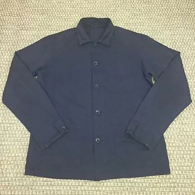 Uniqlo Shacket Mens Medium Blue Overshirt Chore Work Shirt Heavy Cotton ButtonUp • £19.99