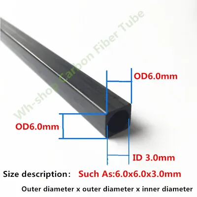 1-10pcs Pultruded Square Carbon Fiber Tube OD1.7 2 2.5 3 4 5 6 8 10mm L500mm S-R • $3.16