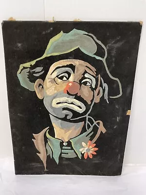 Vintage Black Velvet Clown Hobo Painting 9” By 12”  • $30