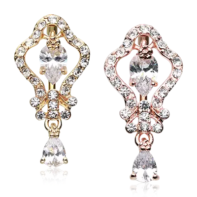 Hera Sparkle Reverse Belly Ring Rose Gold Sexy Dangle Clear CZ Antique Vintage • $13.99