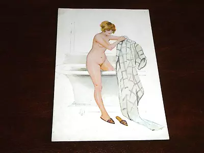 Original  Suzanne Meunier Signed Art Nouveau Glamour Nude Postcard - Le Bain. • £6.99