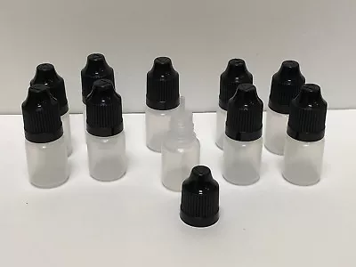 5ml Empty Plastic Squeezable Eye Dropper Bottles Black Cap LDPE  - (10-Pack) • $6.49