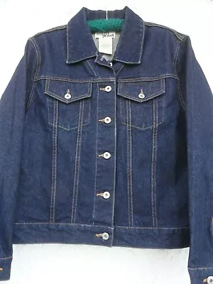  Reflect Jeans Dark Denim Jean Jacket Misses XL Indigo Blue Cotton Pockets MINT • $36