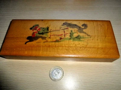 £12.99 • Buy Wooden Pencil Case Box Vintage FOX  And HOUNDS  / RABBIT  Lovely Box