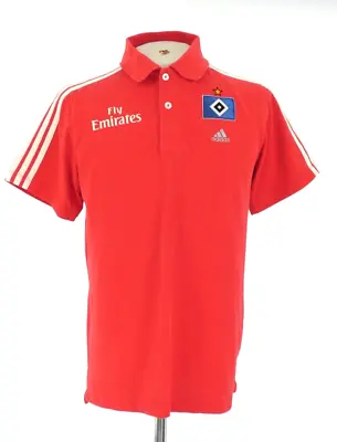 Adidas Mens Polo Shirt Hamburger SV Away Kit Red Boys Sport Football Top Size M • £24.99