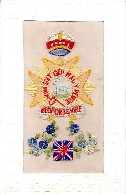 Rare: Bedfordshire Regiment: Ww1 Military Embroidered Silk Postcard • £15