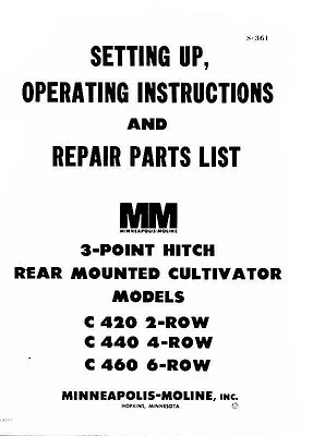 Moline C 420 440 460 Cultivator Operators Parts  Manual • $10.33