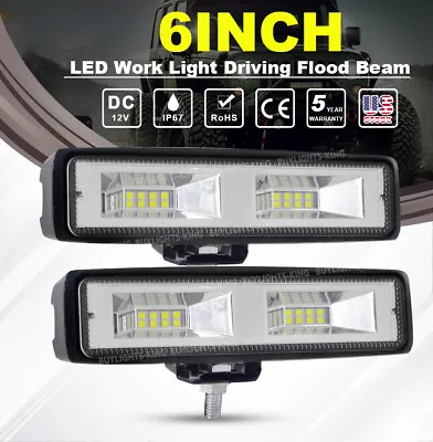 4x 6  INCH 48W 16LED Work Light Flood Beam Bar Car SUV Offroad Driving Fog Lamps • $27.99