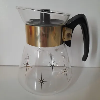 Vintage Pyrex Corning Atomic Star Burst Coffee Pot Carafe 4 Cup Heat Proof Glass • $18.99