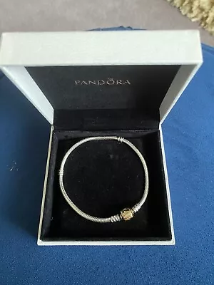 Pandora Moments 585 Gold 14ct Clasp Charm Snake Bracelet 21cm Genuine • £70