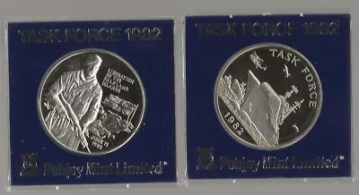 Falkland Islands Liberation 1982 Task Force Crown Medal Coins X  2  Cased • £20