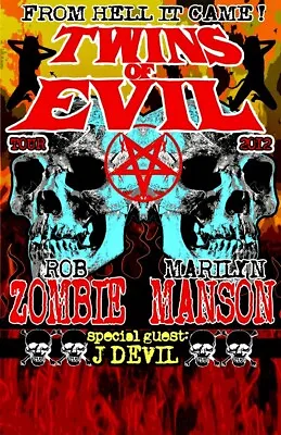 Marilyn Manson & Rob Zombie Twins Of Evil Tour Concert Poster • $15