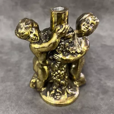 5  Tall Cherubim Lamp Base Metal Part Cherub Angels Threaded 2.5  Golden VTG • $39.98