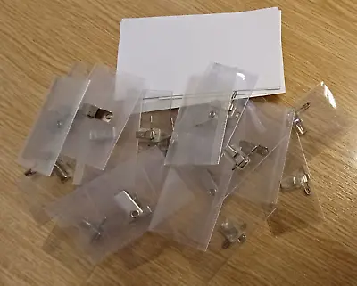 £2 • Buy 20 X Combi Clip Clear Name Badge Holders For Visitors Etc With Card Inserts