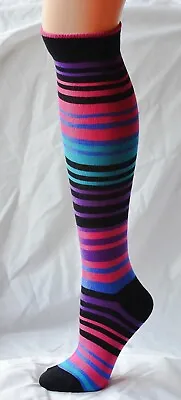 Womens Pretty Polly Knee High Cotton Stripe Socks.  Brand New  2 Pairs. • £6.99