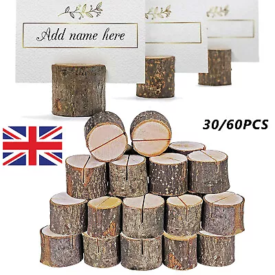 30/60 Pack Wooden Table Name Place Card Holder Rustic Wedding Party Table Decor • £6.64