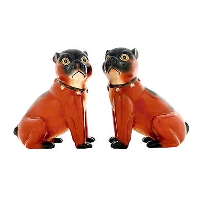 Pug Dog Statue Pair Porcelain Figurine Vintage Collectible Decor Gift • $550
