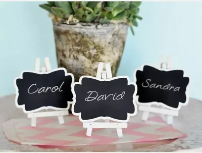 4 MINI CHALK BOARD EASELS Name Place Card CELEBRATION GUESTS Table Wedding Sign • £3.99