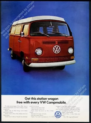 1971 VW Camper Campmobile Red Bus Photo Volkswagen Vintage Print Ad • $9.99