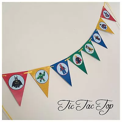 Superhero Banner Bunting Flag Party Batman Avengers Lolly Loot Bag Batman • $12