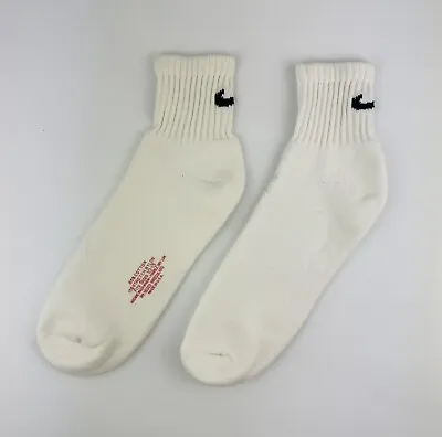 Vintage Nike Swoosh Logo Ankle Socks Size 10-13 White Black Logo Sports 90s USA • $27.95