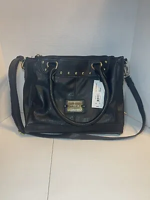 Nicole By Nicole Miller Shoulder Bag  NWT Black Leather Pink Lining • $39.99