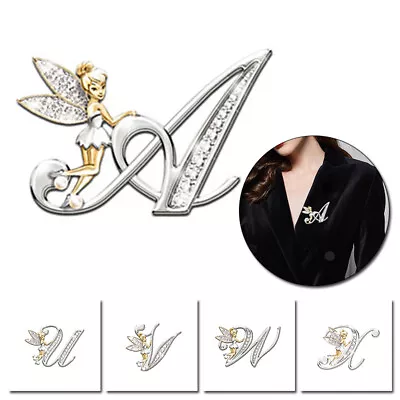 £2.90 • Buy Luxury Crystal Rhinestone Letter Brooch Flower Pin Women Birthday Jewelry Gifts