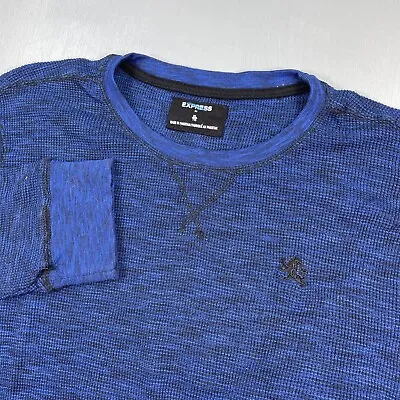 Express Shirt Men XL Waffle Knit Thermal Crew Neck Long Sleeve Heather NWOT Blue • $14