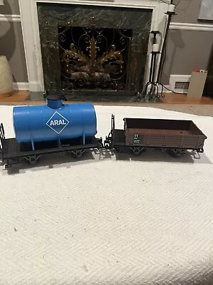 LGB 94305 & 94508 G Scale Low Side Car & Aral Tank Car • $30