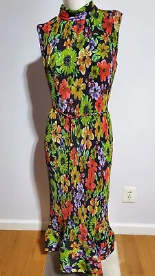 New Milly Melina Wild Flower Garden Pleated Flare Midi Dress Size 0 • $149.99