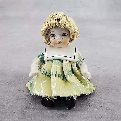 Vintage Signed Lino Zampiva Ceramic Blonde Hair Spaghetti Doll Figurine Italian • $45.88