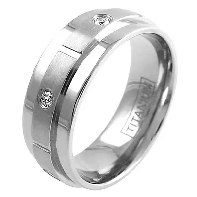 Titanium Men's 0.18 Carat CZ Gear Design Center Wedding Band Ring Size 9-13  • $13.99