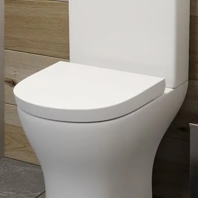 Bathroom Toilet Seat Slow Soft Close Anti-Slam D Shape Wraparound White Modern • £34.99