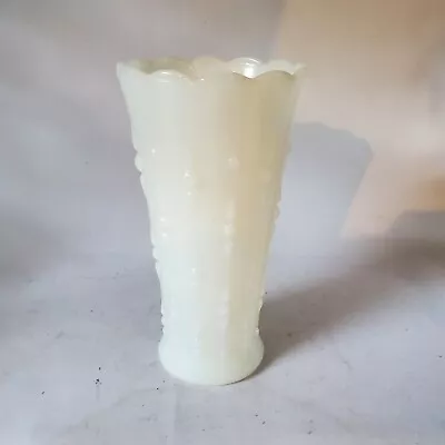 Vintage Upper Rim {Scalloped) Hobnail Milk Glass Flower Vase Unbranded 7  High.. • $9.99