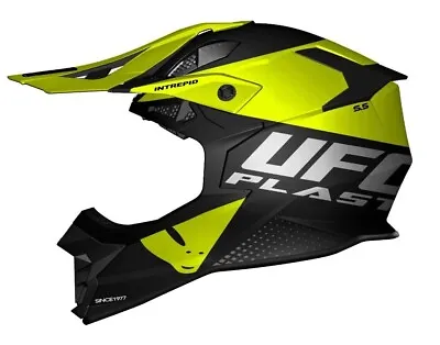 UFO 2024 Intrepid Motocross MX Helmet Black Neon Yellow  Matt - All Adult Sizes • $126.28
