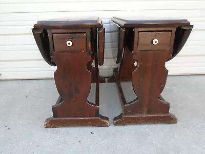 Pair Ethan Allen End Tables Drop Down Side 2 Colonial Regency Country Cabin Two • $400