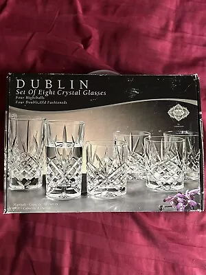 Shannon Godinger Dublin Set Of 8 Crystal Glasses 4 Highballs & 4 DOF • $50