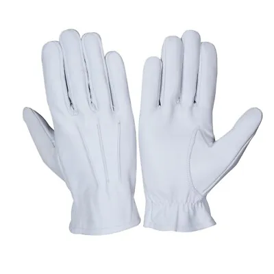 Classic White Leather Gloves Soft Genuine Real Lambskin Leather Dress Gloves • $12.62