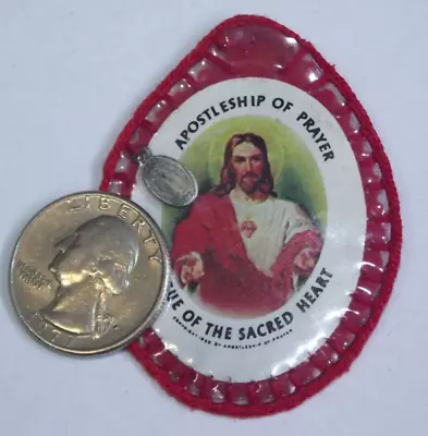 Vtg New Religious Embroidered Sacred Heart Jesus Apostleship Of Prayer Scapular • $15