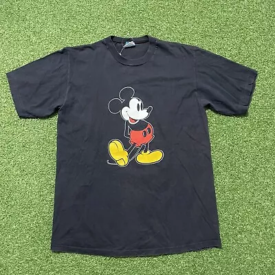 Disney Mickey Mouse Large L Single Stitch T Shirt Vintage 80s Made USA Black • $29.99