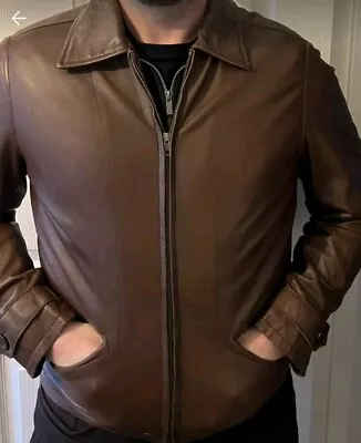 Brown Leather Jacket 1970s Style • £0.99